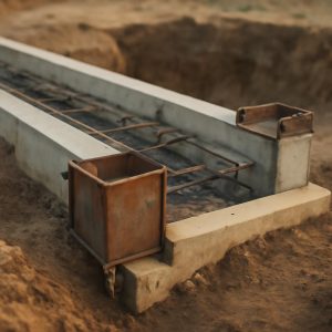 Схема ленточного фундамента с элементами для демонтажа